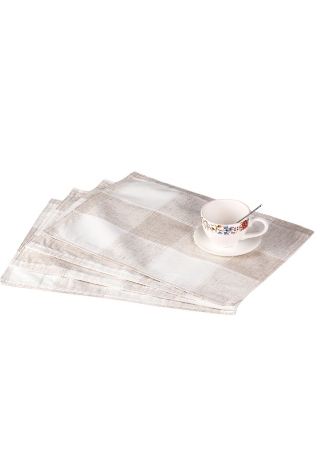 Checkered Pattern Elegant Placemat White and Beige 33 x 48 cm HYN-09PT